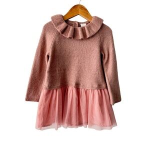H&M Pink Ruffled Sweater Dress Tulle 18 Months